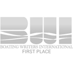 Boating Writers International logo, 1st place award for excellence in boating articles.