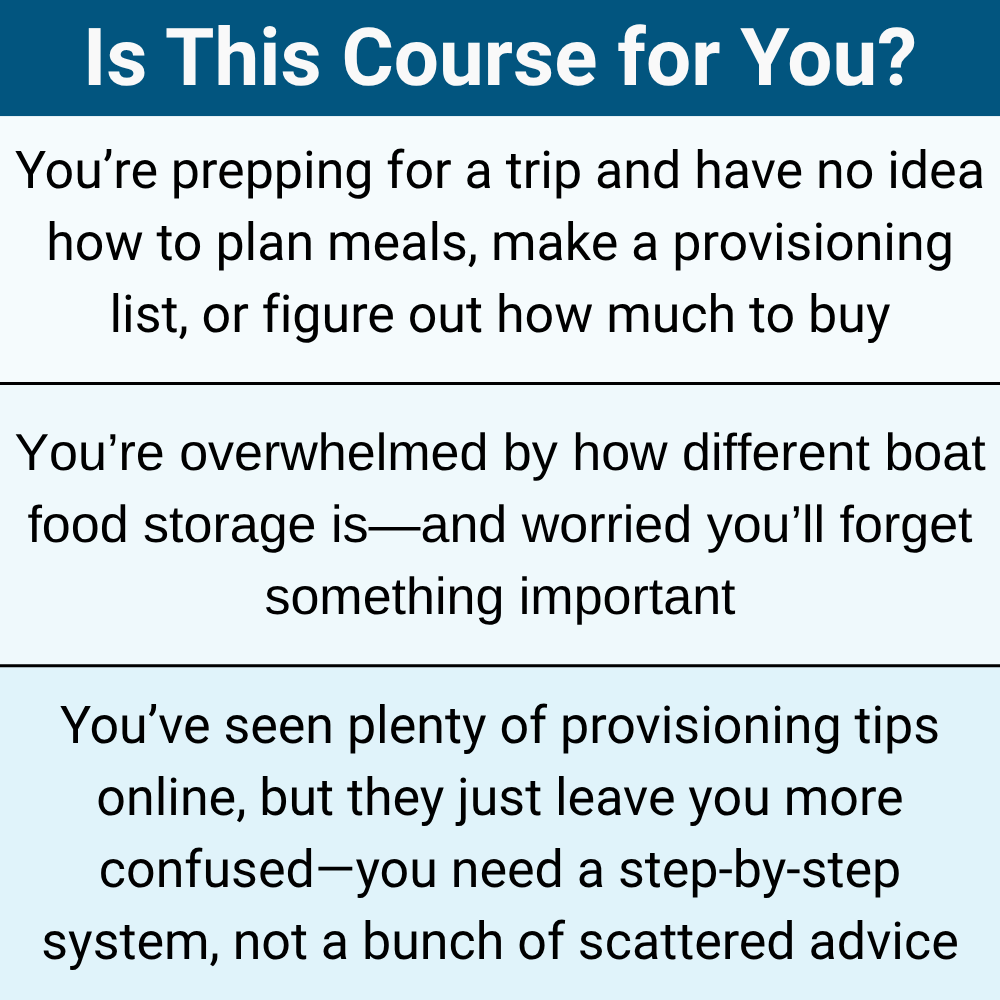 Provisioning, Meal Planning, and Food Storage for Boaters