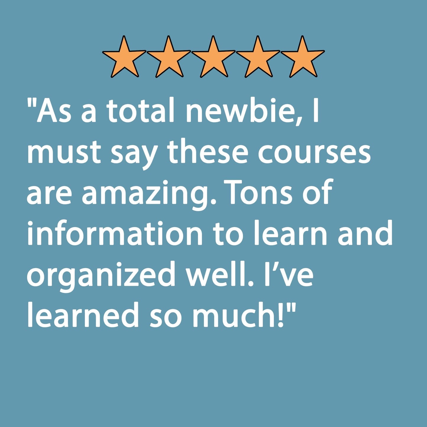 Five star review on a blue background: As a total newbie to living aboard, The Boat Galleys courses are amazing. Tons of info and well-organized, the All-Access Pass has taught me so much about living on a boat full time!