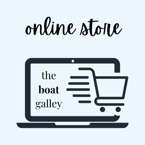 Icon symbolizing the launch of The Boat Galley’s online store for cruising guides, courses, and boating resources.