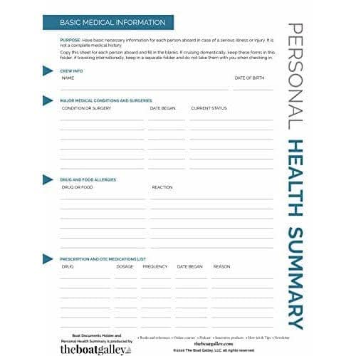 Crew medical form in the Boat Documents Organizer