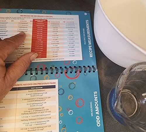 Handy Kitchen Reference Cheat Sheet Booklet in use