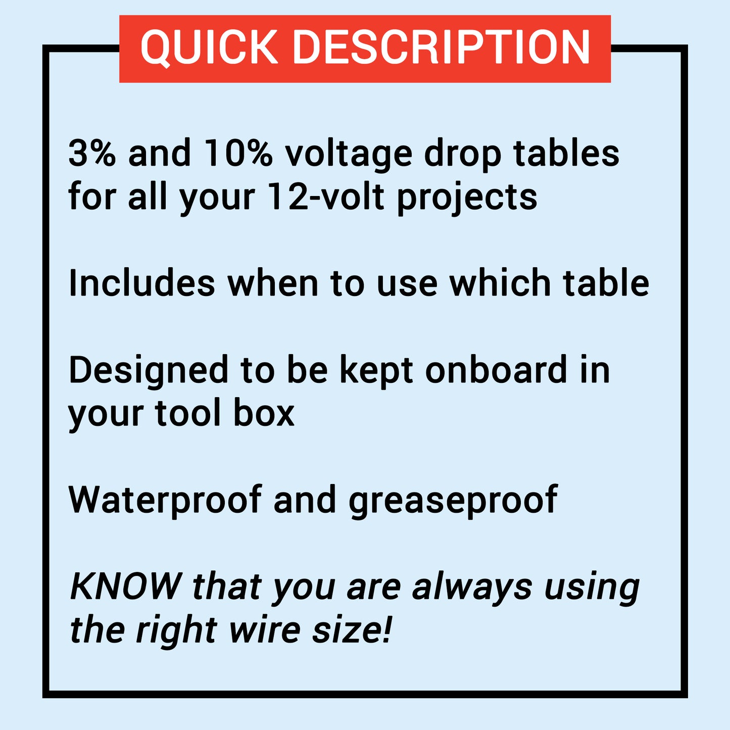 12 Volt Wiring Size Quick Reference