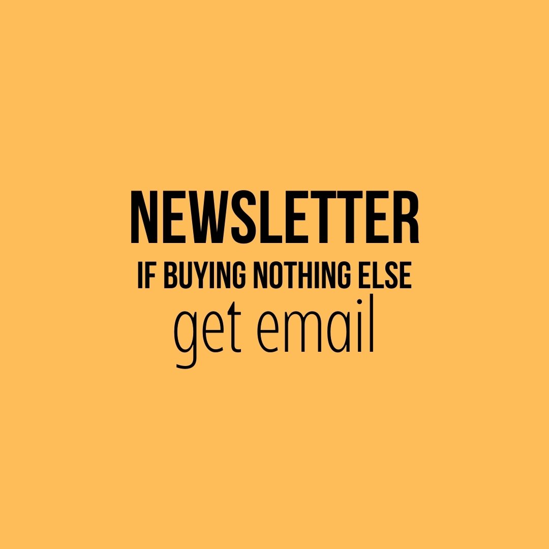 Text on a solid orange background reads: NEWSLETTER. If buying nothing else, get email for the best liveaboard updates from The Boat Galley. The words NEWSLETTER and get email are in bold; all other text is in regular font.