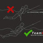 Diagram comparing two harness designs: the top shows a person floating face-down (red X, "All conventional marine PFDs"); the bottom shows face-up floating (green check, "Cruising Solutions TeamO PFD with BackTow™ - Offshore Black ProSensor Elite").