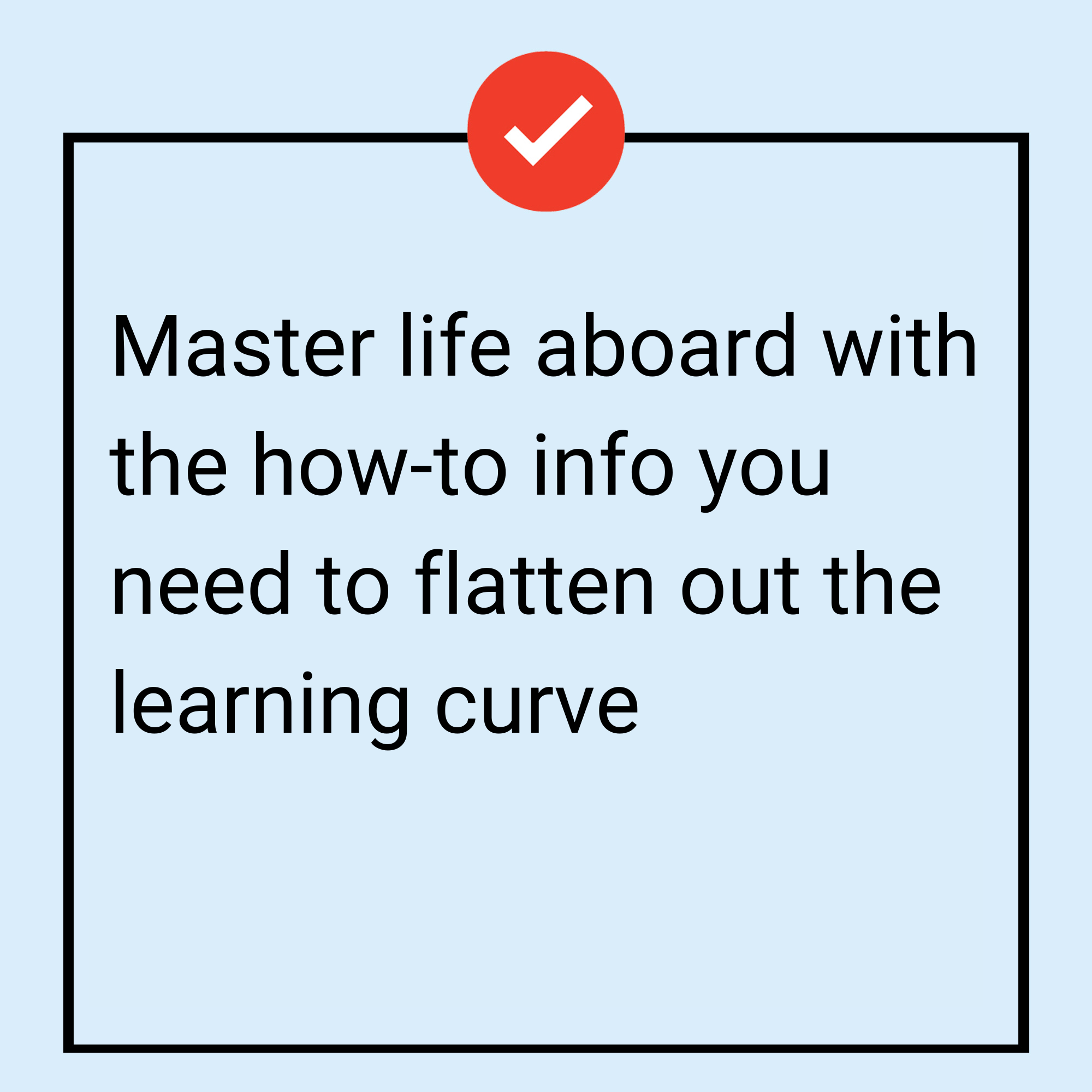 Tile for The Basics of Living on a Boat course, teaching essential skills to confidently start living aboard and cruising.