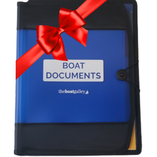 Front of The Boat Galley Boat Documents Organizer which organizes essential boat documents and holds up to 400 pages