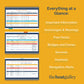 Three screenshots of tables from The Boat Galley are set against a yellow background, alongside text that reads: Everything at a Glance: All-Chesapeake Bay Cruising Guide, Important Information, Anchorages & Moorings, Free Docks, Bridges and Ferries, Services, Haulouts, Navigation Alerts.