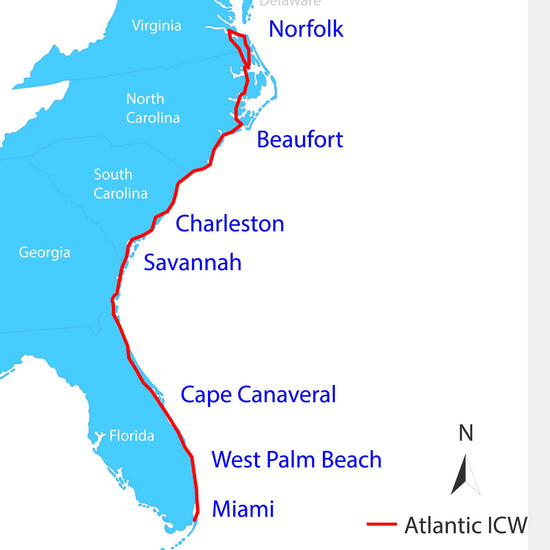 Map of coverage of The Boat Galley's ICW Quick Reference Cruising Guide
