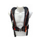 A Cruising Solutions TeamO PFD with BackTow™ - Offshore Black Hammar, featuring adjustable straps and buckles in black and orange, is displayed on a white mannequin torso against a plain white background.