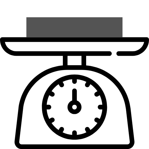 Package weight icon used alongside shipping weight details for flat rate shipping eligibility.