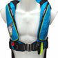 A Cruising Solutions TeamO PFD with BackTow™ - Offshore Grey Hammar is displayed on a white mannequin. This life jacket includes adjustable straps, a front buckle, visible branding, and BackTow™ Technology for added safety.