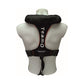A white mannequin torso displays a Cruising Solutions TeamO PFD with BackTow™ - Offshore Black Hammar, featuring white text, visible shoulder straps, side buckles, and a crotch strap. The view is from the back.
