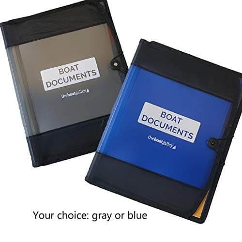 Two color choices of Boat Documents Organizer - blue and gray