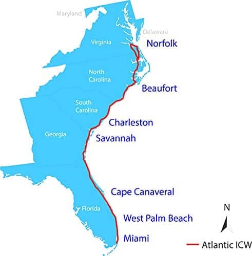 Map of area covered in the ICW Quick Reference Guide