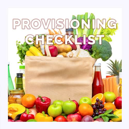 Provisioning spreadsheet tool for boaters to organize shopping, plan meals, and track food supplies for cruising trips.